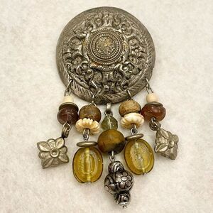 Tribal Brooch, hand crafted vintage